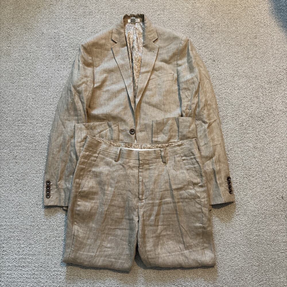 Baird McNutt Murano Suit Mens Small 100% Linen Tan Jacket Sport Coat And Pants